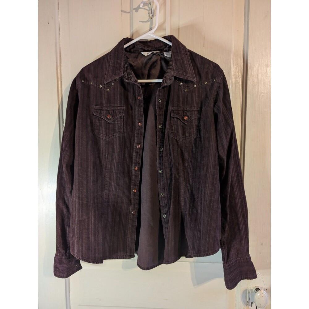 '20x' Brown Corduroy Western Button Up Shirt Pearl Snap Long Sleeves Size XL